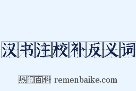 汉书注校补反义词是什么意思的图片